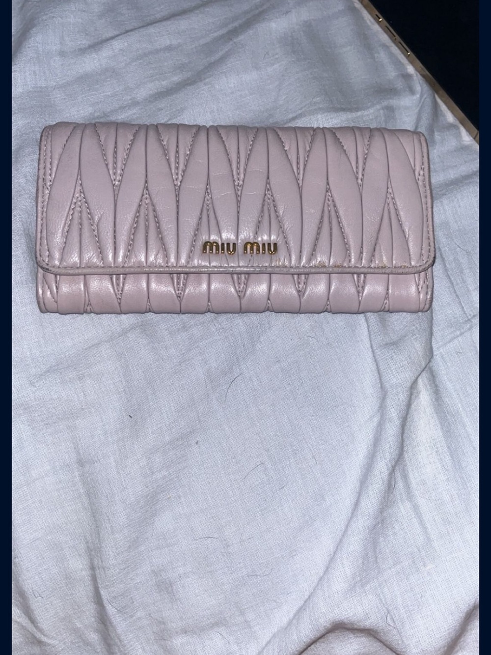 Miu Miu Quilted Leather Clutch in Dusty Pink